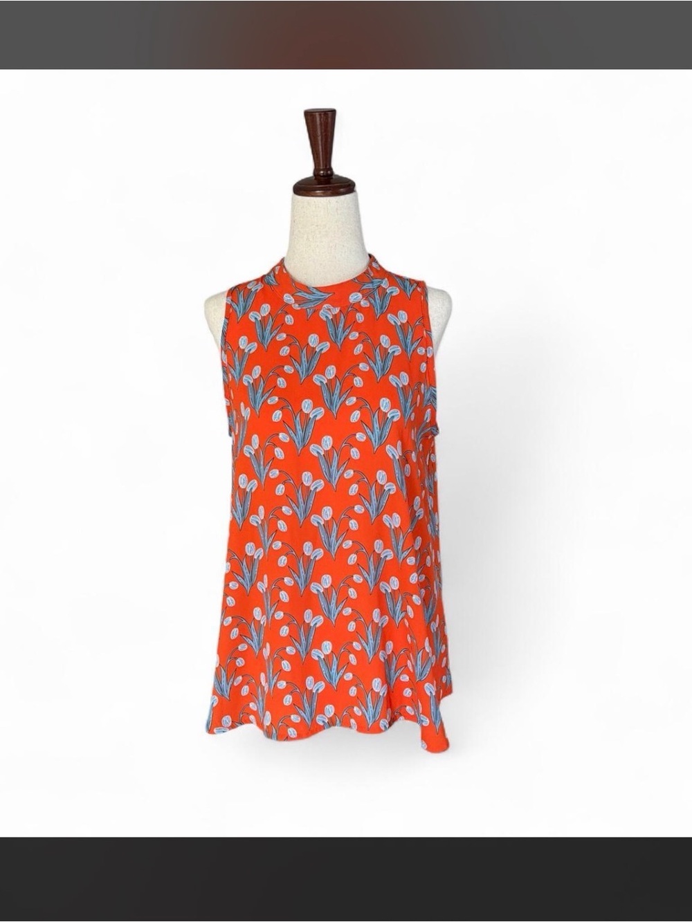LOFT Orange Floral Print Sleeveless Tank